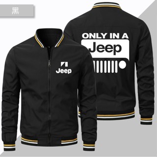 เสื้อแจ็กเก็ตเบสบอล Jeep LOGO แบบบาง แต่งซิป กันลม เหมาะกับใส่ขับขี่กลางแจ้ง สไตล์สปอร์ต