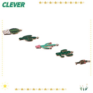 Clever พวงกุญแจ จี้รูปกระบองเพชร อัลลอย สีทอง 5 แบบ 50 ชิ้น