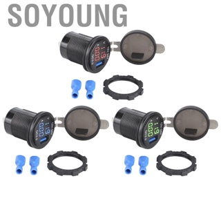 Soyoung USB  3‑In‑1 Universal PC Car 3.0 with Digital Voltmeter Ammeter Monitoring Fast Charging for Phone