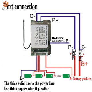 บอร์ดแบตเตอรี่ลิเธียมไอออน 10S 36V 30A BMS PCB พร้อมชุดบาลานซ์ ทนทาน