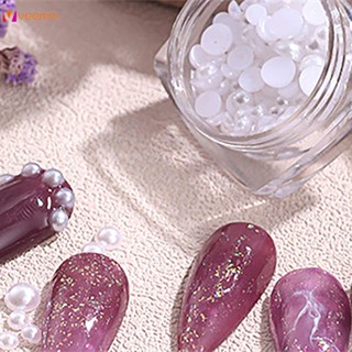 ตามมาตกแต่งเล็บ Pearl Nail Art Ornaments Pure White Ivory Pearl Nail Ornaments veemm