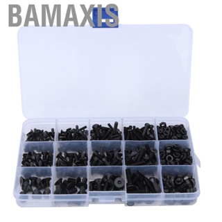 Bamaxis 460Pcs Hex Socket Screw Black Flat Head Carbon Steel Nut Kit Accessories