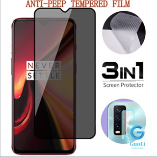 3in1 กระจกนิรภัยกันรอยหน้าจอ เพื่อความเป็นส่วนตัว สําหรับ Vivo Y36 Y02 Y02a Y02s Y16 Y35 Y22 Y22s Y73 V25 Y72 Y52 Y95 Y91 Y91i Y93 Y91c Y1s Y70 Y15a Y15s Y25 Y19 Y5S V21e V20 V17 Pro 5G 4G
