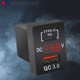 Myronghd อะแดปเตอร์ซ็อกเก็ตชาร์จ USB LED โวลต์มิเตอร์ดิจิตอล สําหรับรถยนต์