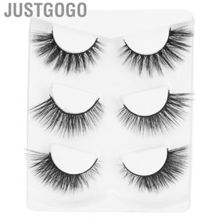 Justgogo 3 Pairs  Lashes Handmade Makeup Thick Long Fake Cross