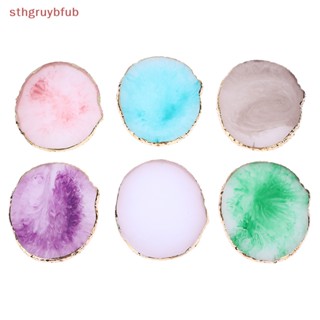Sthb จานหินอาเกตเรซิ่น ทรงกลม สําหรับตกแต่งเล็บ 1 ชิ้น