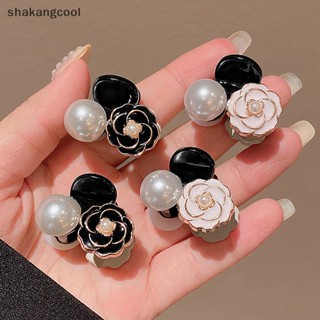 Shakangcool กิ๊บติดผม ลายดอกคามิเลีย ประดับไข่มุก สีดํา และสีขาว สไตล์วินเทจ เครื่องประดับ สําหรับผู้หญิง งานเลี้ยง งานเลี้ยง SGL