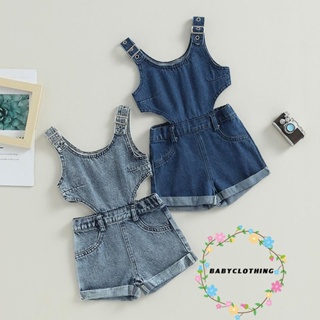 Babyclothes- ชุดจั๊มสูทรอมเปอร์ ผ้ายีน แขนกุด ลําลอง แฟชั่นฤดูร้อน สําหรับเด็กผู้หญิง