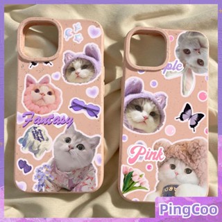 Pingcoo - เข้ากันได้สำหรับ เคส iphone 11 เคสไอโฟน เคสไอโฟน11 เป็นมิตรกับสิ่งแวดล้อมเคสที่ย่อยสลายได้นุ่มกันกระแทกป้องกันน่ารักแมวสีชมพูสีม่วงเข้ากันได้กับ iPhone 14 13 Pro max 12 Pro Max 11 xr xs max 7Plus 8Plus