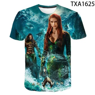 ใหม่ เสื้อยืดลําลอง แขนสั้น พิมพ์ลาย Aquaman Streetwear 2022