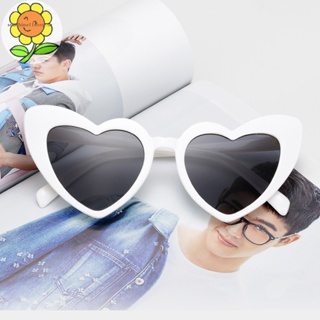 Sunshop แว่นตากันแดด กรอบใหญ่ รูปหัวใจน่ารัก ป้องกัน UV400 สไตล์วินเทจ แฟชั่นเรโทร สําหรับผู้หญิง และผู้ชาย