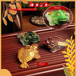 Top ถาดชาเรซิ่น เปลี่ยนสีได้ สร้างสรรค์ สีเขียว สีแดง สีทอง สําหรับสัตว์เลี้ยง คางคก