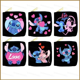 Sq3 กระเป๋าสตางค์ หนัง PU ใบสั้น ลายการ์ตูน Stitch มีซิป อเนกประสงค์ สําหรับผู้หญิง นักเรียน