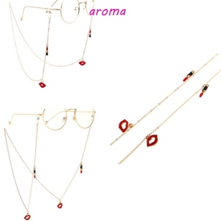 Aroma สายโซ่คล้องแว่นตาอ่านหนังสือ ลิปสติก ทองแดง แฟชั่น