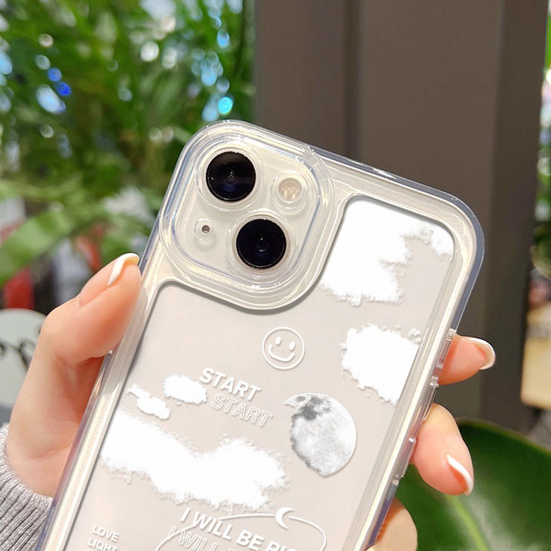 เคสโทรศัพท์เมฆสีขาวใสสำหรับ iPhone 11 13 14 Pro Max 14 XR XS Max 7 8 Plus 12 13 11 Pro Max 13 12 Pro