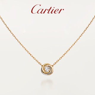 [พร้อมกล่องบรรจุภัณฑ์] พร้อมส่ง Cartier Trinity Series สร้อยคอทองคําขาว ทองคําขาว เพชรสามสี