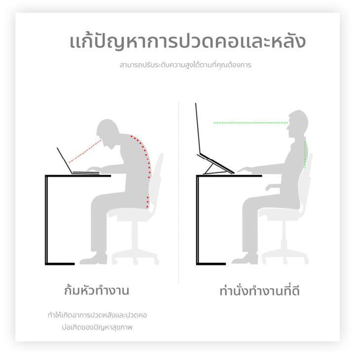 แท่นวางไอแพดปรับได้ แบบอลูมิเนียม ขาตั้งแล็ปท็อป Laptop Standกันลื่น ปรับได้ 7 Notebook Stand  ขาตั้งไอแพด
