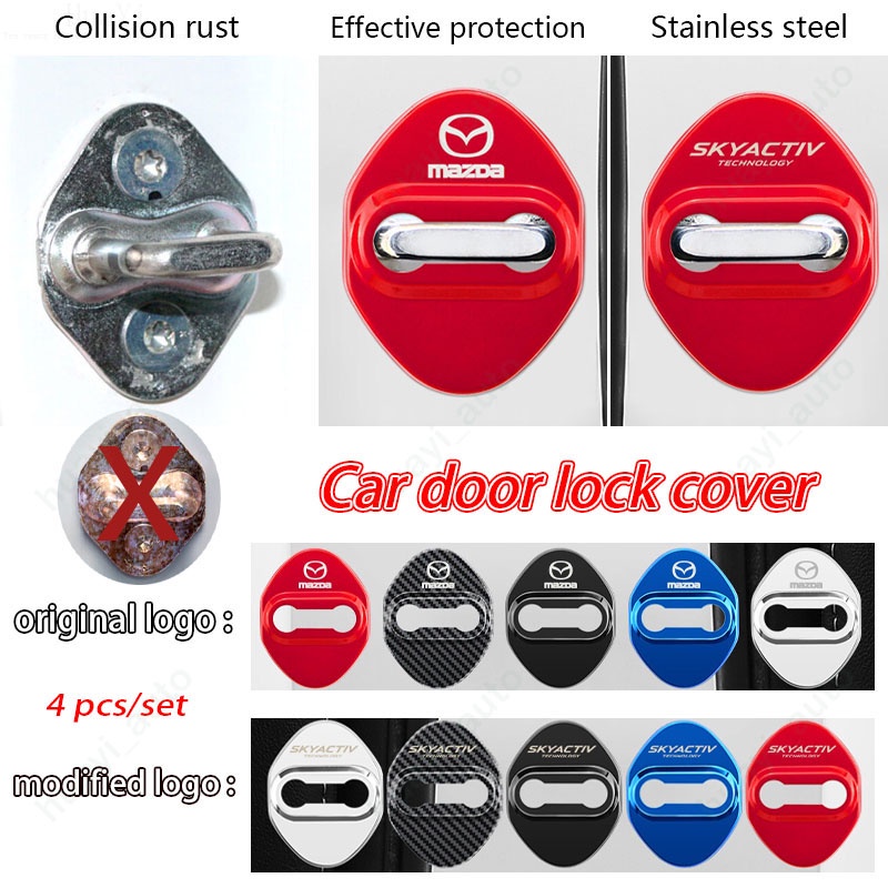 ฝาครอบล็อคประตูรถยนต์ สเตนเลส สําหรับ Mazda Cx-5 3 2 Cx-8 Cx-3 Cx-30 6 Bt-50 Mx-5 4 ชิ้น ต่อชุด อุปกรณ์เสริม