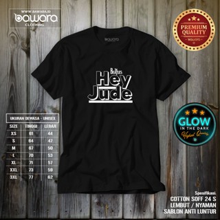 เสื้อยืดแขนสั้นเสื้อยืดพิมพ์ลายแฟชั่น เสื้อยืด พิมพ์ลายเพลง THE BEATLES HEY JUDE GLOW IN THE DARK Pay For PlaceS-5XL