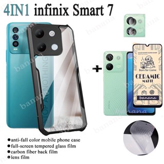 4in1 เคสโทรศัพท์มือถือกระจกนิรภัย เซรามิค กันกระแทก สําหรับ infinix Smart 7 infinix Smart 6 Plus 5 4 HD 2021 Hot 8 10 9 Paly Note 8 7 10 Pro