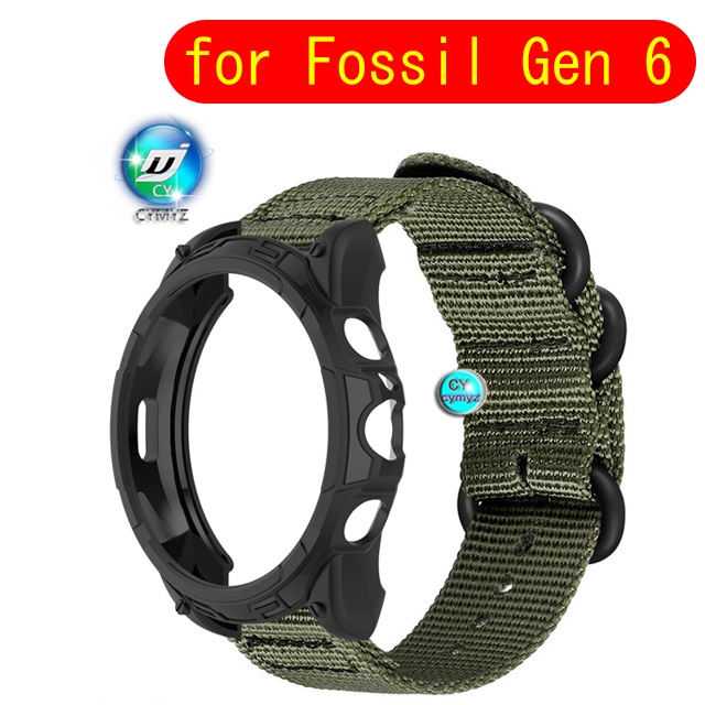 Fossil Gen 6 สายนาฬิกาไนลอน สายรัดข้อมือกีฬา Fossil Gen 6 เคส TPU นิ่ม ป้องกันหน้าจอ Fossil Gen 6