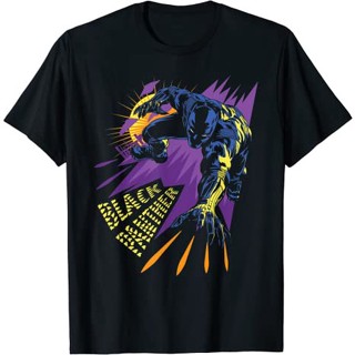 Baju Kaos เสื้อยืดแขนสั้น ผ้าฝ้าย 100% พิมพ์ลายการ์ตูนมาร์เวล Black Panther Claw Marks สําหรับผู้ชาย และผู้หญิง