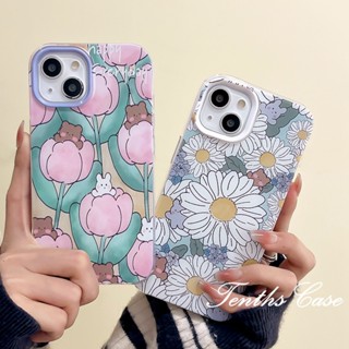 เคสโทรศัพท์มือถือแบบนิ่ม ลายกระต่ายทิวลิป 3 in 1 สําหรับ OPPO A78 A17 A17K A57 A76 A96 A16 A16s A15 A15s A95 A93 A94 A74 Reno 5 7Z A92 A72 A52 A53 A31 A5 A9 2020 A3s F11