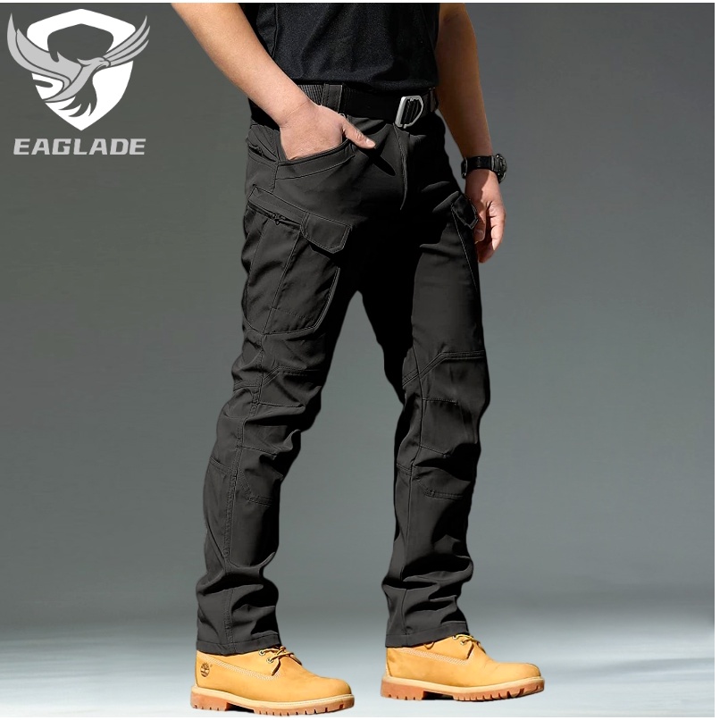 Eagblade กางเกงคาร์โก้ยุทธวิธี สําหรับผู้ชาย IX7-Stretch สีดํา
