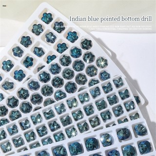 Legennail Art เครื่องประดับ Indian Blue Pointed ด้านล่าง K9คริสตัลรูปเพชร Crooked Heart Fat Square Snowflake Butterfly Nuuo