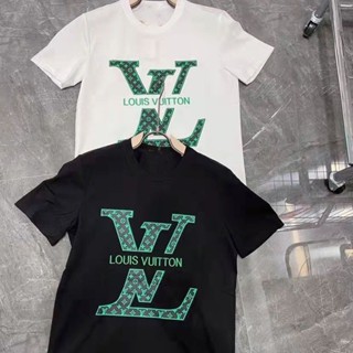 [ปรับแต่งได้]→↗▥◈ เสื้อยืดโอเวอร์ไซส์Lo uis Vui tton Tag เสื้อคอกลม แขนสั้น ผ้าฝ้าย พิมพ์ลายตัวอักษรS-3XL