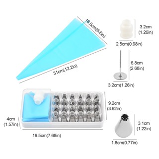 28pcs Reusable Restaurant DIY Storage Case Baking Tool Flower Nail Cake Coupler Decorating Frosting Piping Bag Tip Set