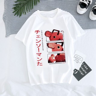 S-XL Cartoon Pochita Makima Unisex Shirt Japanese Anime Chainsaw WomenTshirt Funny Graphic Short Sleeves T-shirt