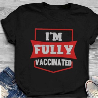 【เสื้อยืดใหม่】เสื้อผ้าผชเสื้อยืด พิมพ์ลาย Im Fully Vaccinated Pro Vax VACCINES WORK Vaccination Team Vaxx สําหรับผู้ชาย