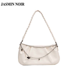 Jasmin NOIR กระเป๋าสะพายไหล่ กระเป๋าถือ หนัง PU ขนาดเล็ก แต่งสายโซ่คล้อง สําหรับสตรี