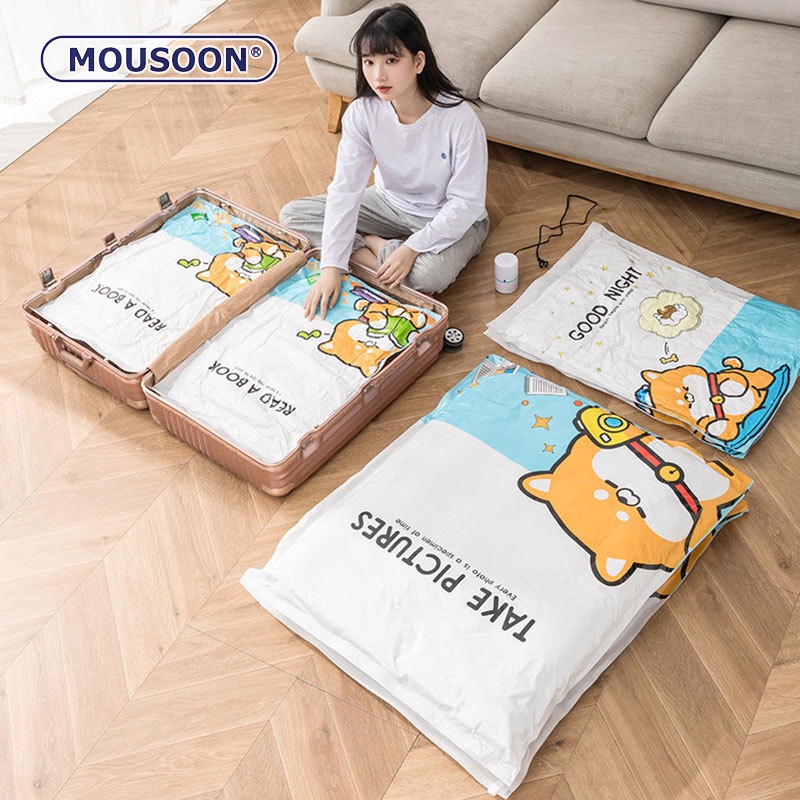 มูซูน ประเภทดูดถุงบีบอัดสูญญากาศเสื้อผ้าเดินทางถุงเก็บหนา