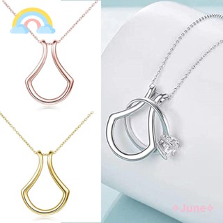 ✧JUNE✧ Women U-shaped Necklace Engagement Gifts Choker Ring Holder Scalloped Jewelry Accessories Pendant Attractive Jewelry Stainless Steel Elegant Thin Chain/Multicolor