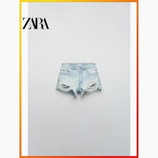 Zara ใหม่ TRF กางเกงขาสั้น ขอบโค้ง เอวสูง สําหรับผู้หญิง 4365205 441