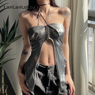 Lanlanlolo เสื้อกล้าม สายคล้องคอ สีพื้น เซ็กซี่ แฟชั่นฤดูร้อน สําหรับผู้หญิง 2023