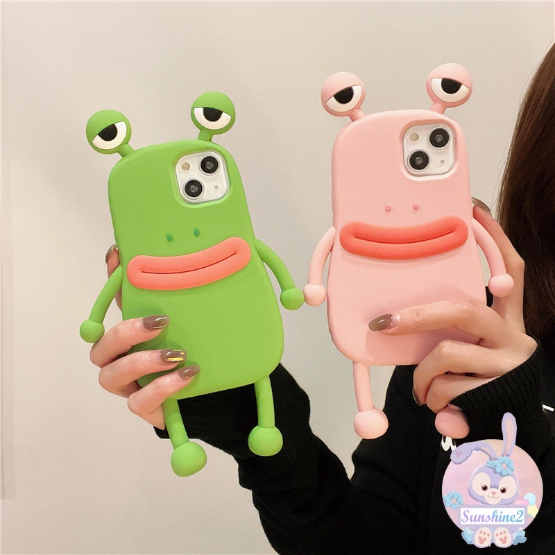 เคสโทรศัพท์มือถือ ซิลิโคน ป้องกันรอย สีชมพู เขียว ปากใหญ่ สําหรับ iPhone 15 14 11 13 12 Pro MAX 6 7 8plus XR XS MAX
