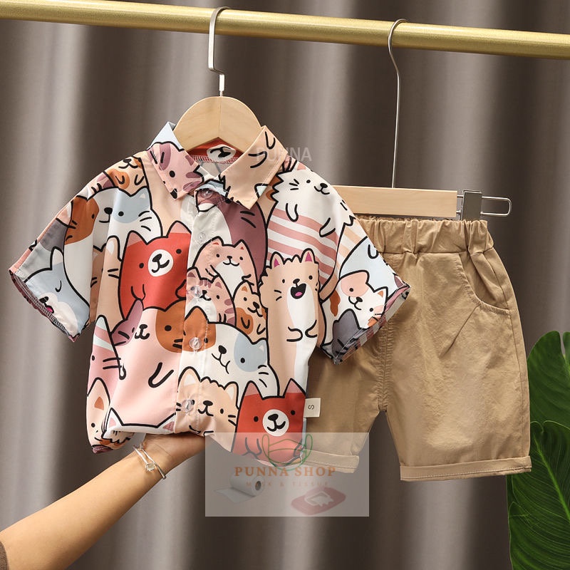 PN เสื้อผ้าสำหรับเด็ก เท่มาก ชุดเซ็ตเด็ก (เสื้อคอโปโล/กางเกงขาสั้น) มีไซส์ตั้งแต่ 6 เดือน - 5 ขวบ