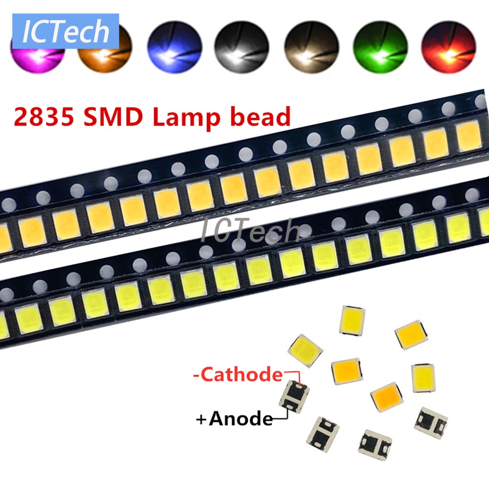 50 ชิ ้ น 2835 0.2W 60mA SMD LED สีแดงสีฟ ้ าสีขาวสีเขียวสีเหลือง