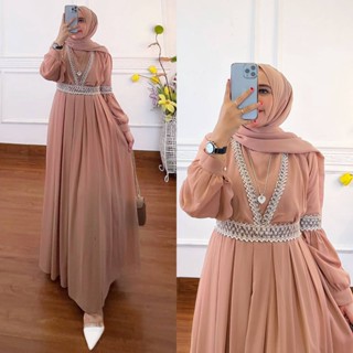 Gamis STORE - Gamis Alaliya Dress Invitation Muslim Gamis Brocade Combi Lace LD 105 FIT L Fashion Maxy Dress Women Party Invitation