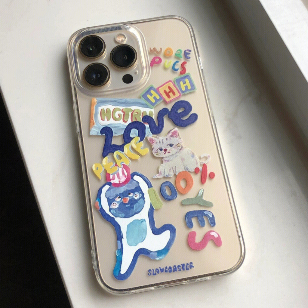 Graffiti English Cat Phone Case For Iphone 14/13promax Phone Case for iphone 12/11pro All-Inclusive XR/Xs Soft Case 7/8Plus