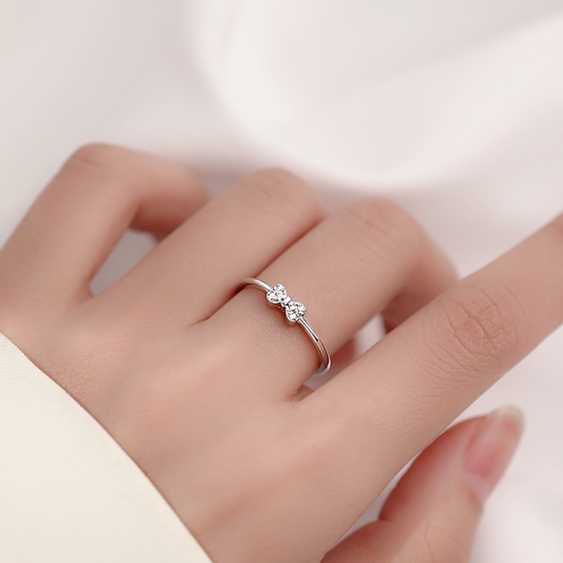 Roselife แหวนเงิน 925 ประดับโบว์ เพทาย คริสตัล หรูหรา เครื่องประดับแฟชั่น สําหรับผู้หญิง งานหมั้น งานเลี้ยงอาหารค่ํา