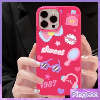 สำหรับ iPhone 11 iPhone Case สีแดงมันวาว TPU เคสกันกระแทกป้องกันกล้อง Cool Little Icon 1987 English เข้ากันได้กับ iPhone 14 13 Pro max 12 Pro Max 11 xr xs max 7 8Plus