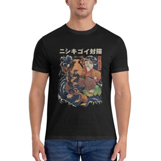 เสื้อยืด พิมพ์ลายแมว และปลาคาร์พ ออกแบบดี สไตล์ญี่ปุ่น