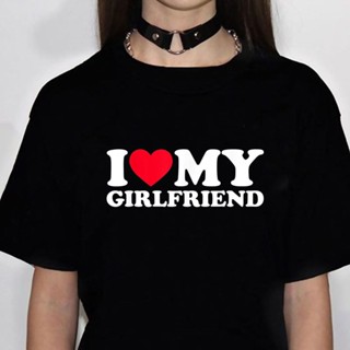 เสื้อยืด พิมพ์ลายการ์ตูน i Love My Girlfriend แนวสตรีท สําหรับผู้หญิง 2000s