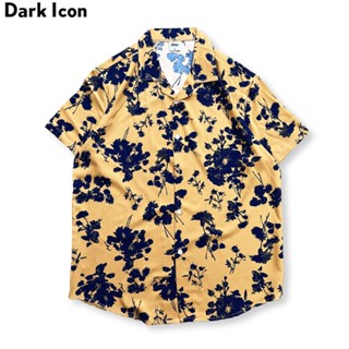 เสื้อเชิ้ตลําลอง ลาย Dark Icon สีดํา สไตล์ฮาวาย เหมาะกับฤดูร้อน สําหรับผู้ชาย