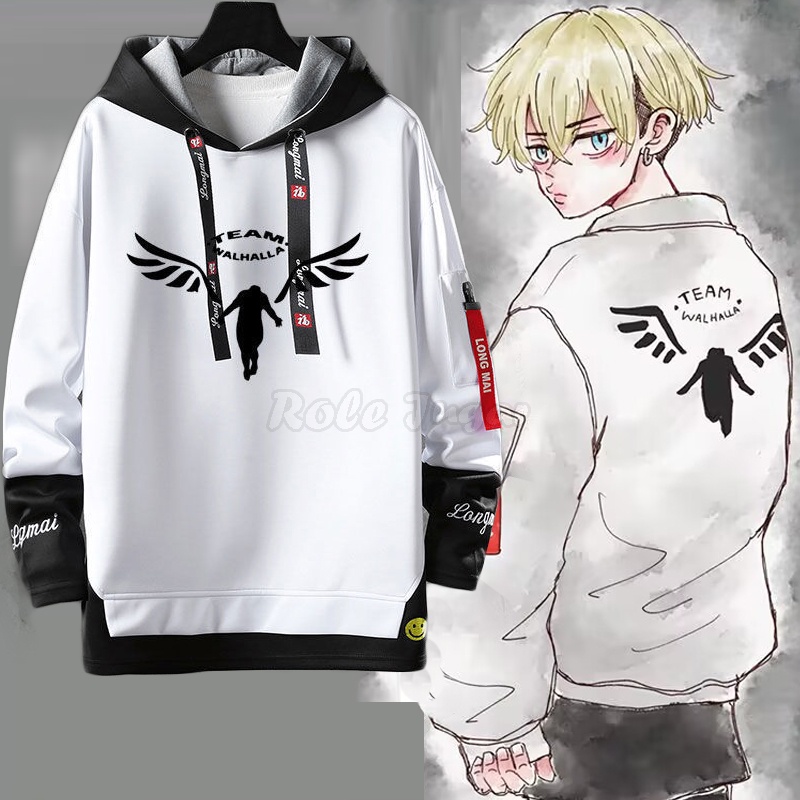 อะนิเมะโตเกียว Revengers Hoodies Manjiro Sano Hanemiya Kazutora คอสเพลย์เครื่องแต่งกาย Valhalla โตเกียว Manji Gang พิมพ์เสื้อแขนยาว Hooded เสื้อกันหนาว
