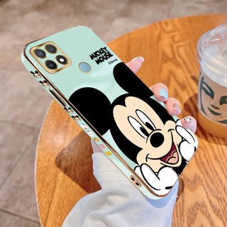 เคส OPPO A8 A15 A15S A31 A32 A33 A53 A73 A93 2020 A52 A92 A92S Reno4 Z 5G ใหม่ เคสโทรศัพท์มือถือนิ่ม ทรงสี่เหลี่ยม ลายมิกกี้เมาส์ ชุบไฟฟ้า หรูหรา